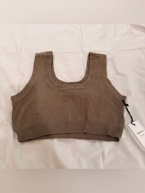 NEW Forever 21 Ribbed Knit cropped Tank Top in brown size S